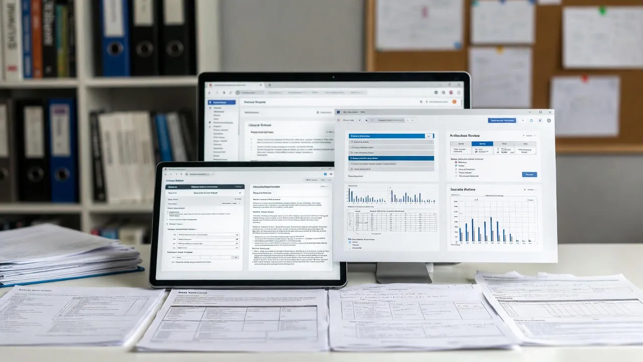 Organized books, reports, and digital archives representing secondary data collection for PhD writing services.
