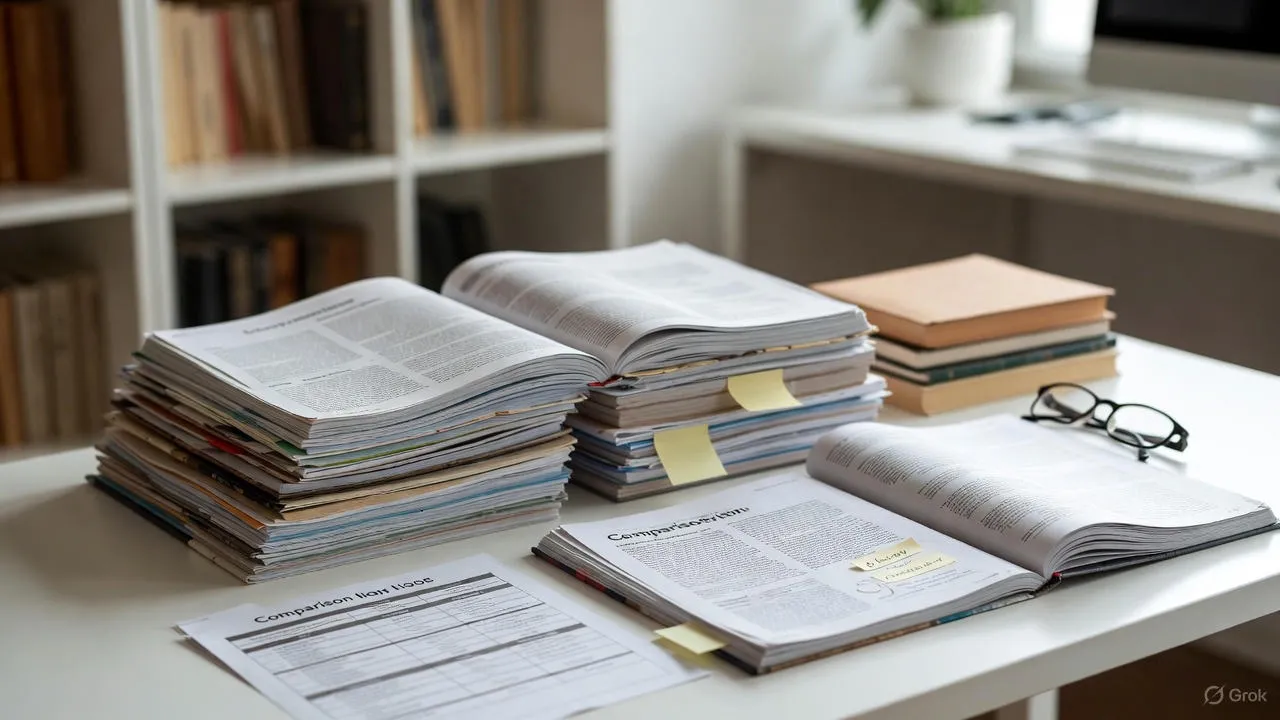 Annotated research papers and journal reviews prepared as part of review-based work in PhD writing services.