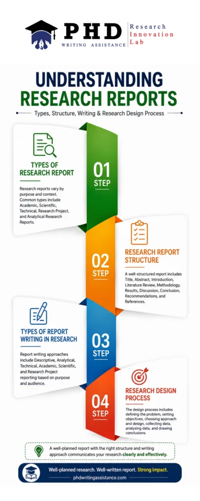 Types of research reports and steps involved in research report writing