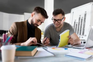 Student researching finance topics for a project or dissertation
